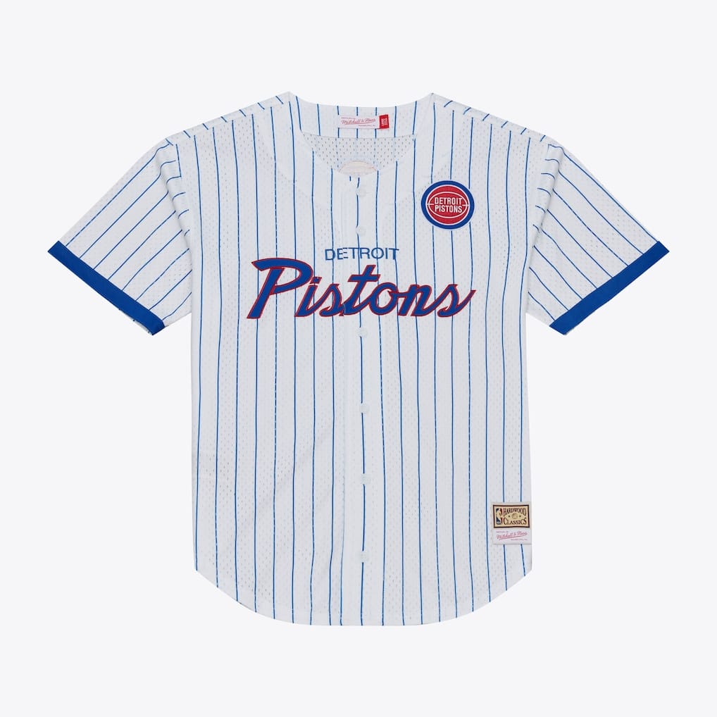 Detroit Pistons White Head Coach Pinstripe Mesh Full-Button Baseball J