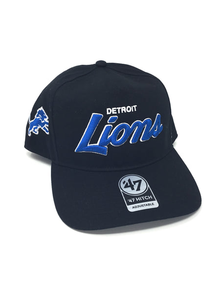 Detroit Lions Blue Script Lettering Snapback Hat