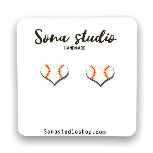 Baseball Heart Earrings