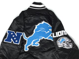 DET Lions Black Satin Varsity Jacket