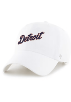 '47 Brand Hat Detroit Tigers Script Clean Up Adjustable Hat - White 199246793453