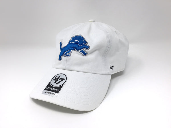 '47 Brand Headwear Detroit Lions White Adjustable Clean Up Hat 195000170379