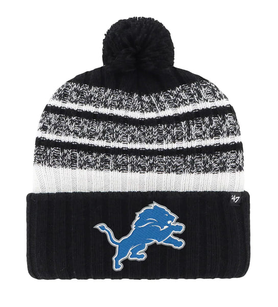 '47 Brand knit hat Black Detroit Lions Knit Cap w/ Pom 198742972348