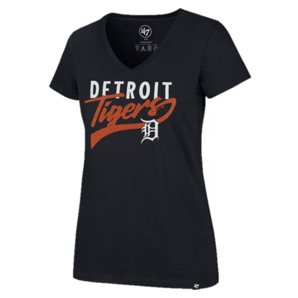 '47 Brand Women's Detroit Tigers Women’s Glitter Rush V-Neck T-Shirt