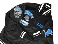 Detroit Lions Black Satin Varsity Jacket