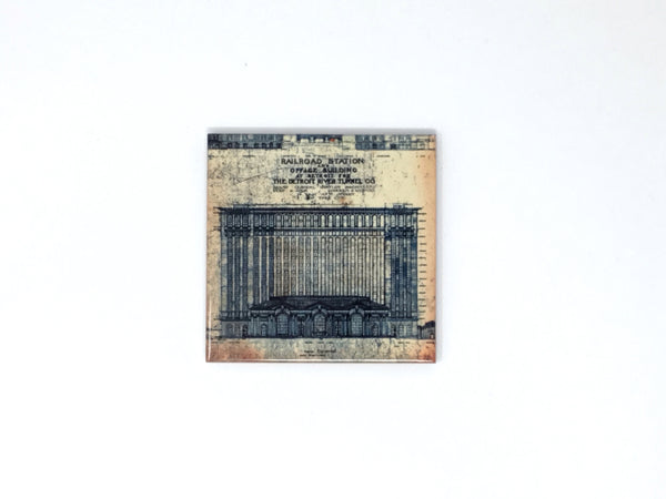 Michigan Central Station Railroad and Office Building Coaster Color (Cream)