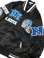 DET Lions Black Satin Varsity Jacket