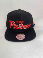 Detroit Pistons Black Foundation Script Snapback Hat