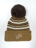 Detroit Lions Camel Knit Hat with Pom