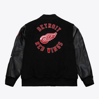 Detroit Red Wings Black Out Collection Team Logo Full-Snap Varsity Jacket