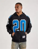 Barry Sanders Black Detroit Lions Maxxed Out Full-Zip Hoodie