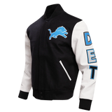 NFL Detroit Lions Classic Men's Wool Varsity Jacket - B/W