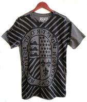 CYBEROPTIX T-Shirt DHM Manhole Cover Print Black on Charcoal Grey Crew Neck T-Shirt