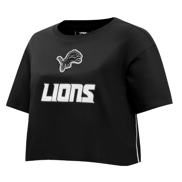 Women's Detroit Lions Pearls Women's Single Jersey Boxy Tee