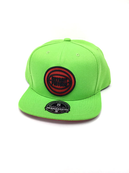 Mitchell & Ness Hat Detroit Pistons Neon Green Red Logo Fitted hat