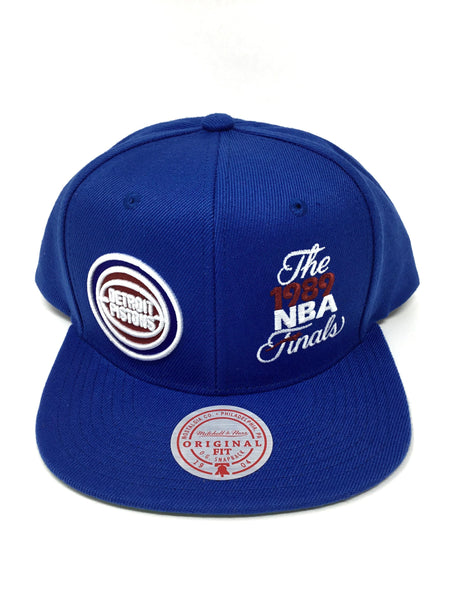 Mitchell & Ness Hat Detroit Pistons The 1989 NBA Finals Blue Logo Snapback 195563913246