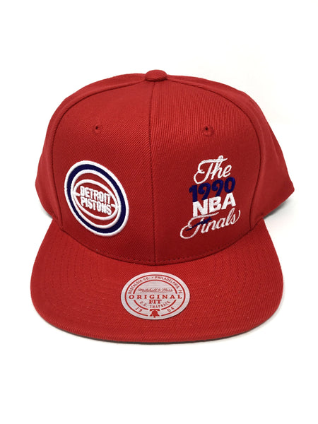 Mitchell & Ness Headwear Detroit Pistons The 1990 NBA Finals Red Logo Snapback 195563913239