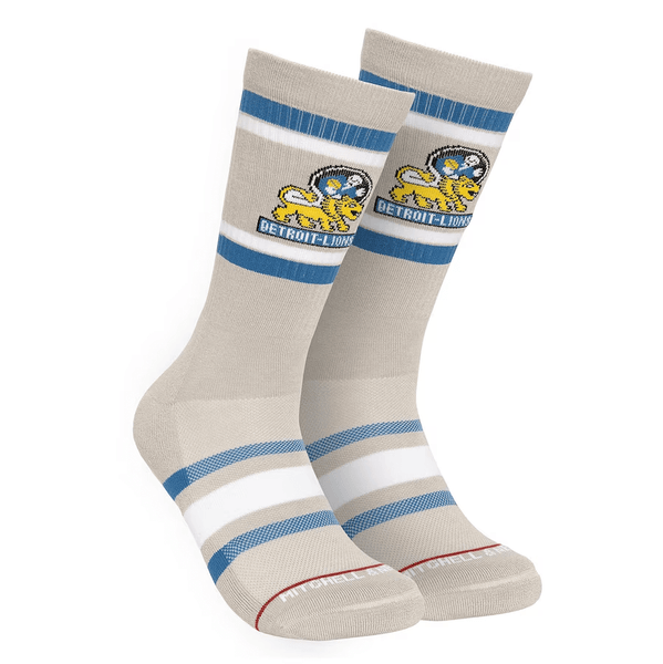 Mitchell & Ness Socks Gray Detroit Lions Throwback Team Stripes Crew Socks 197932787809