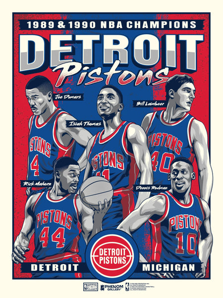 Phenom Gallery Posters, Prints, & Visual Artwork Detroit Pistons 1989 &1990 NBA Champions Print 58192897