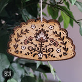 Pole Cat Club Pierogi Polish Folk Art Ornament Laser Engraved Wood