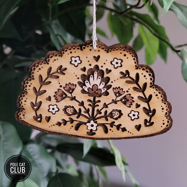Pole Cat Club Pierogi Polish Folk Art Ornament Laser Engraved Wood