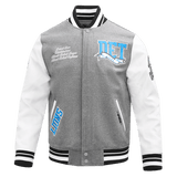 Pro Standard Coat Detroit Lions Script Tail Rib Wool & Leather Grey/White Varsity Jacket