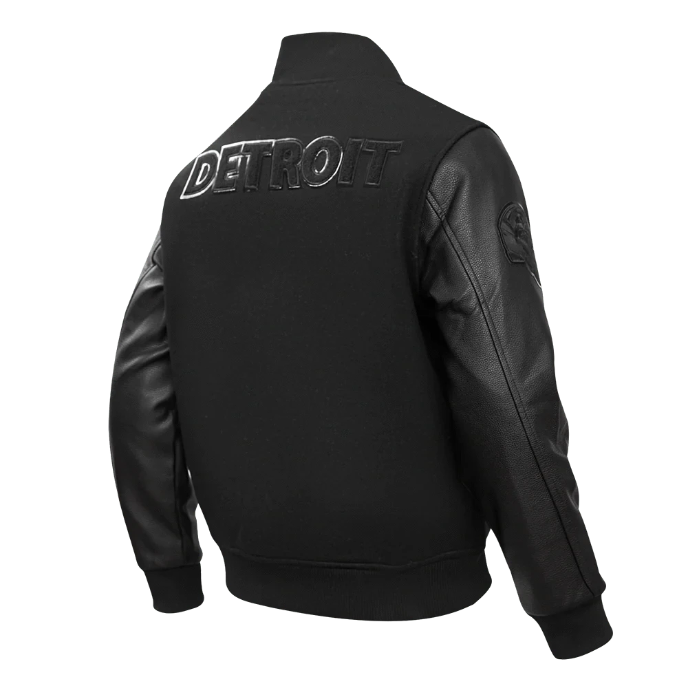 Detroit Lions NFL Triple Black Men's Wool Varsity Jacket