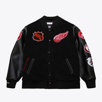 Detroit Red Wings Black Out Collection Team Logo Full-Snap Varsity Jacket