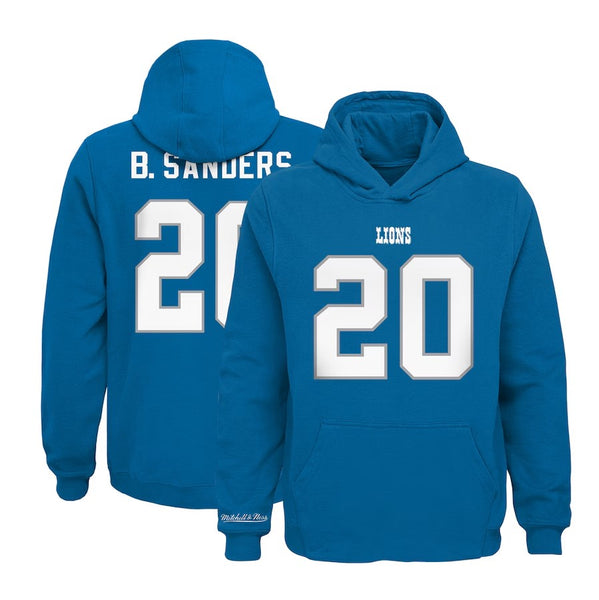 Youth Barry Sanders Blue Detroit Lions Retired Player Name & Number Pullover Hoodie