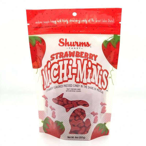 Shurms Candy Strawberry Michi-Minis 8 oz resealable pouch 860005110025