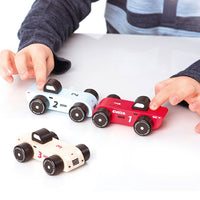 Toysmith Toy Cubika Wooden Vehicle Set Racing Cars 4823056515474