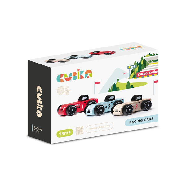 Toysmith Toy Cubika Wooden Vehicle Set Racing Cars 4823056515474