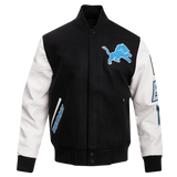 NFL Detroit Lions Classic Men's Wool Varsity Jacket - B/W