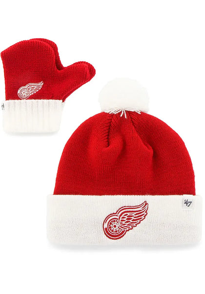 Detroit Red Wings Bam Bam Baby Knit Hat and Mitten Set