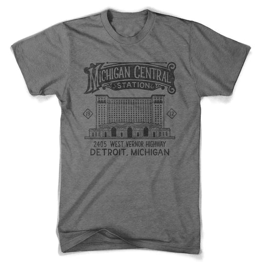 Michigan Central Station Gray T-Shirt - Detroit Historical Society
