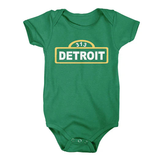 Detroit Street Sign Baby Onesie
