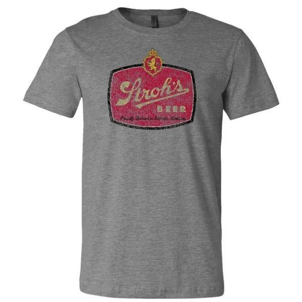 Detroit Shirt Company T-shirt Mens Stroh's Emblem Logo T-shirt (Grey Triblend)