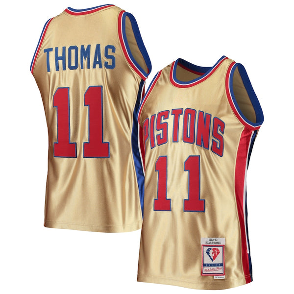 75th Anniversary Gold Swingman Isiah Thomas Detroit Pistons 1982-83 Jersey